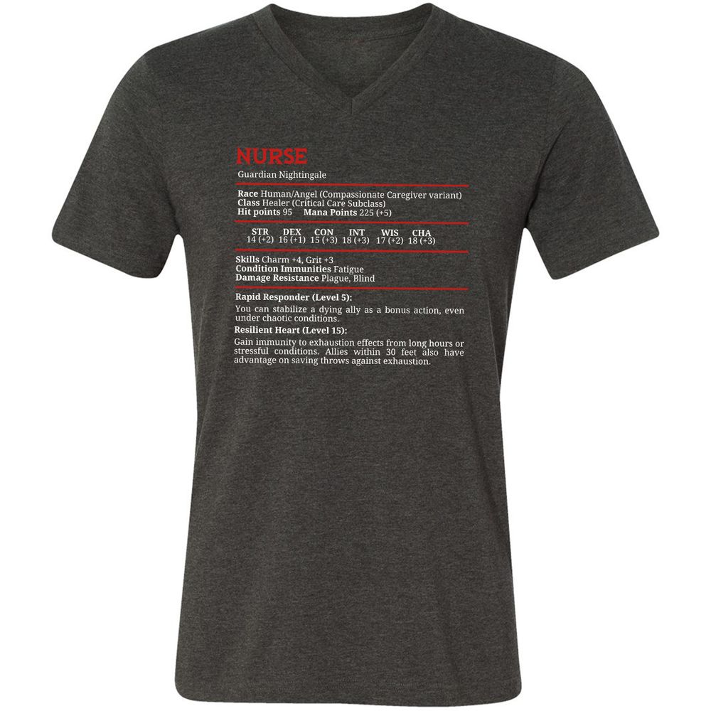 Nurse Stats Unisex V-Neck T-Shirt - Dark Grey Heather - 8