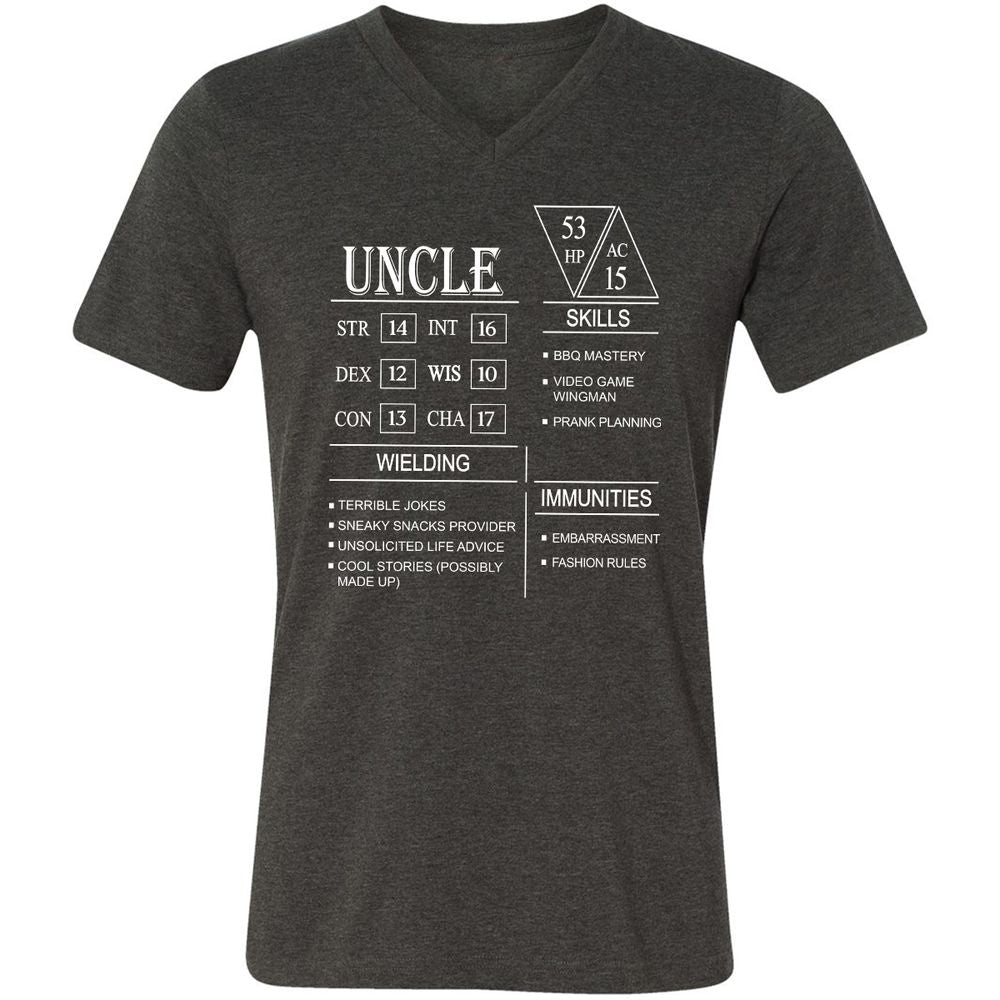 Uncle Stats Unisex V-Neck T-Shirt - Dark Grey Heather - 8