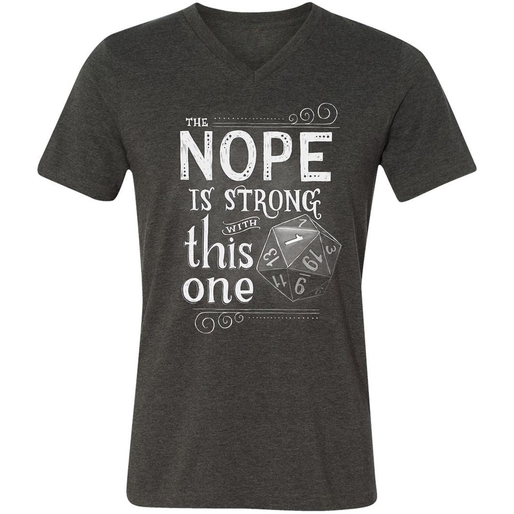 The NOPE is Strong with This One Unisex V-Neck T-Shirt - Dark Grey Heather - 8