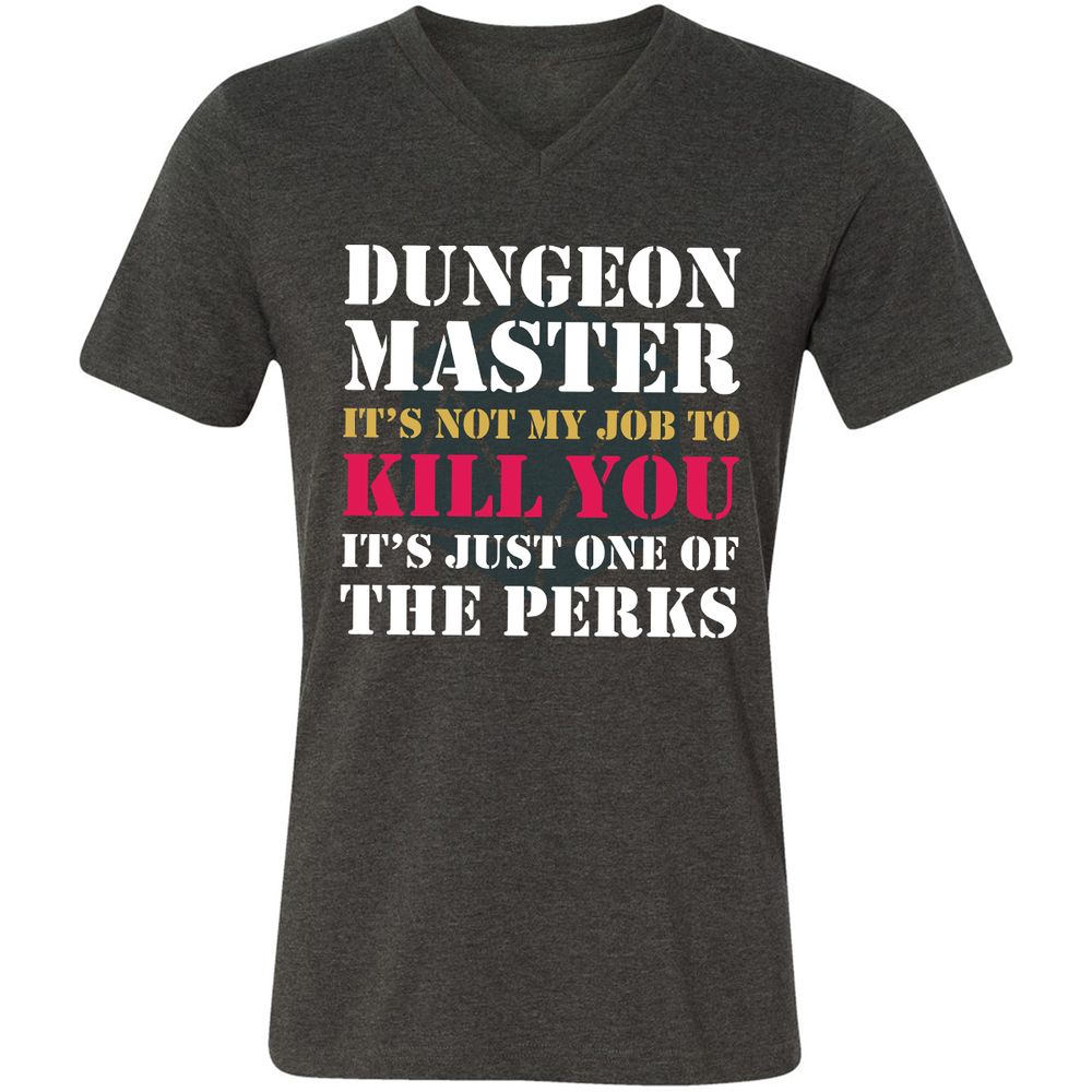DUNGEON MASTER NOT MY JOB Unisex V-Neck T-Shirt - Dark Grey Heather - 8