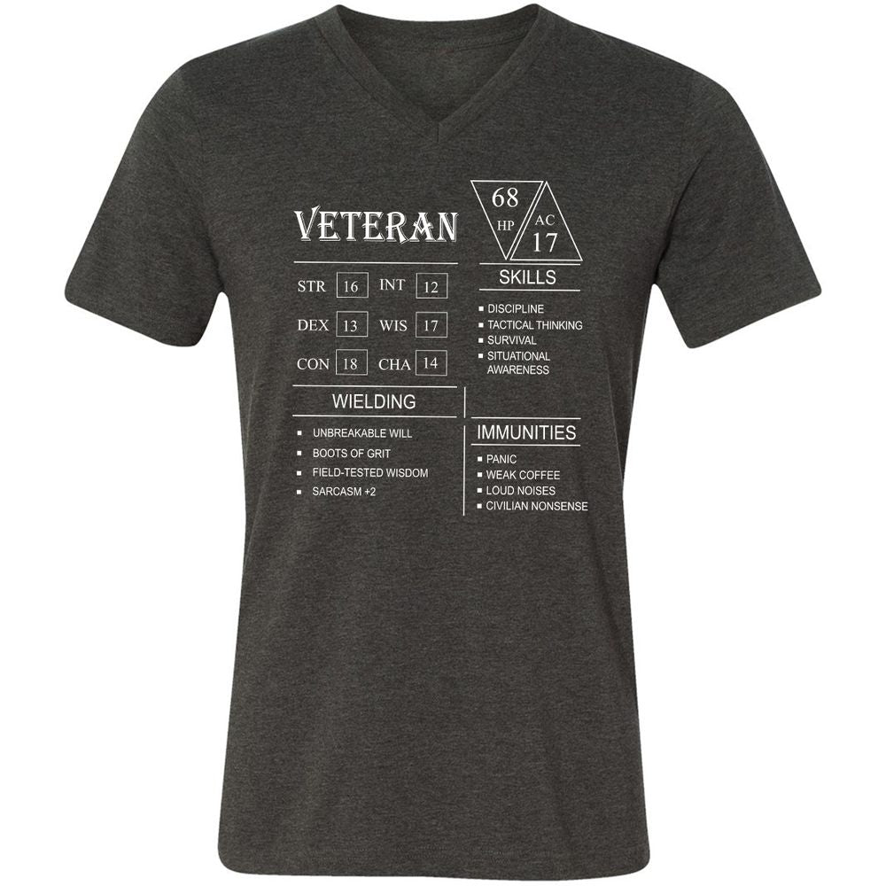 Veteran New Unisex V-Neck T-Shirt - Dark Grey Heather - 8