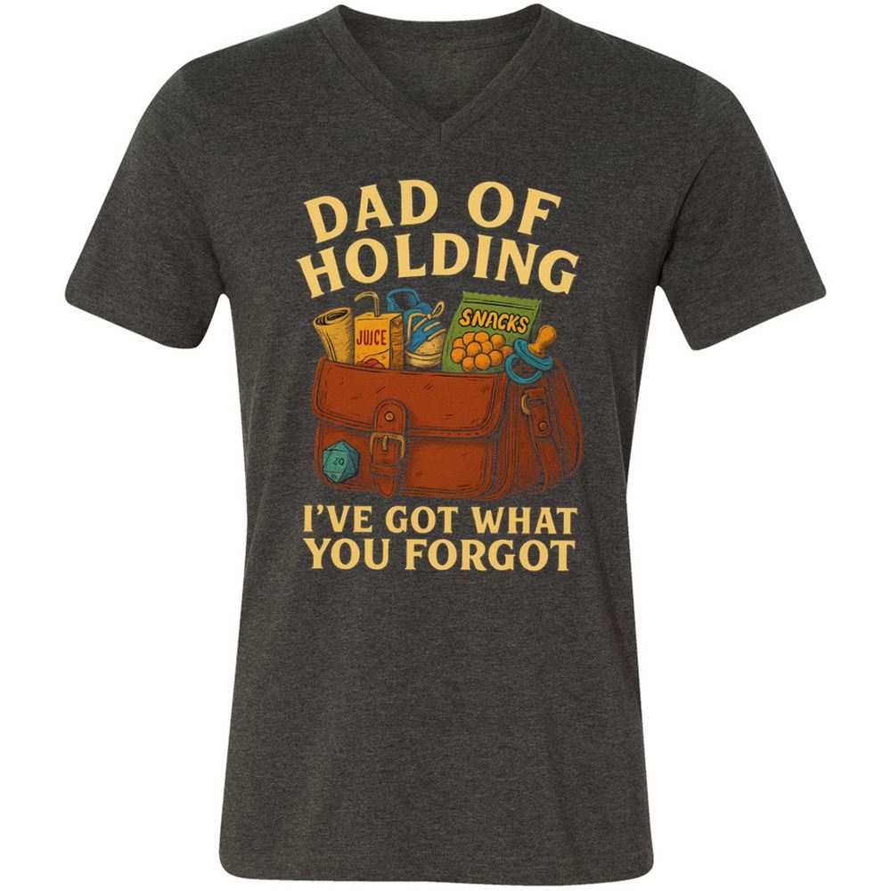 Dad Of Holding Unisex V-Neck T-Shirt - Dark Grey Heather - 8