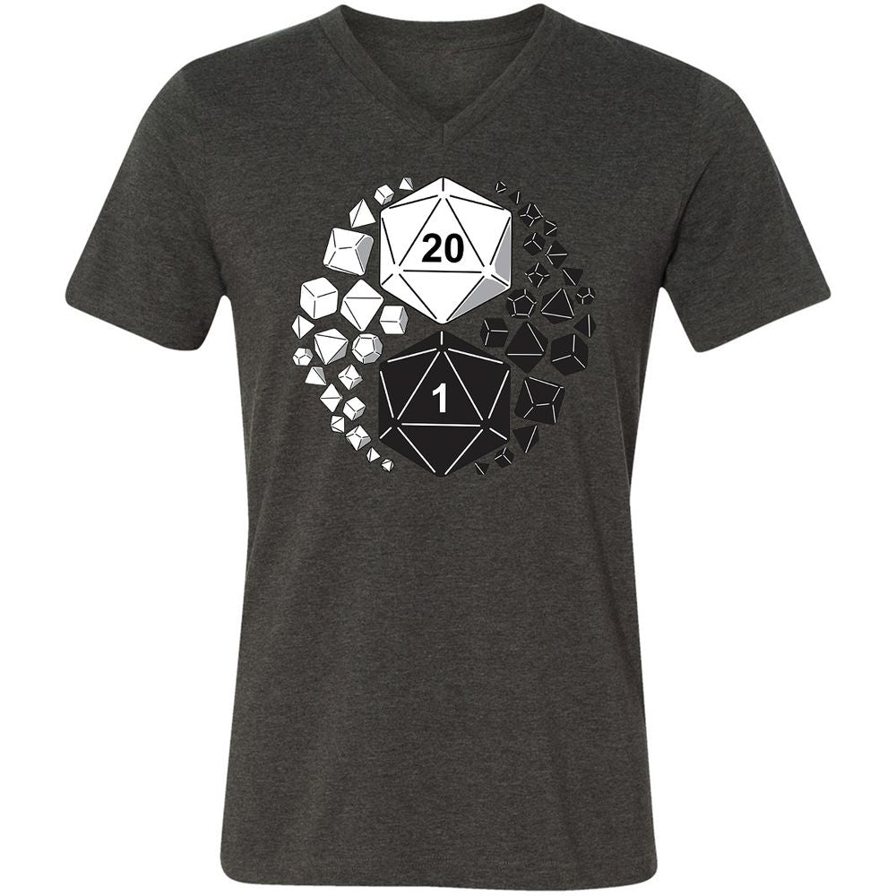 Gaming Yin Yang Unisex V-Neck T-Shirt - Dark Grey Heather - 8