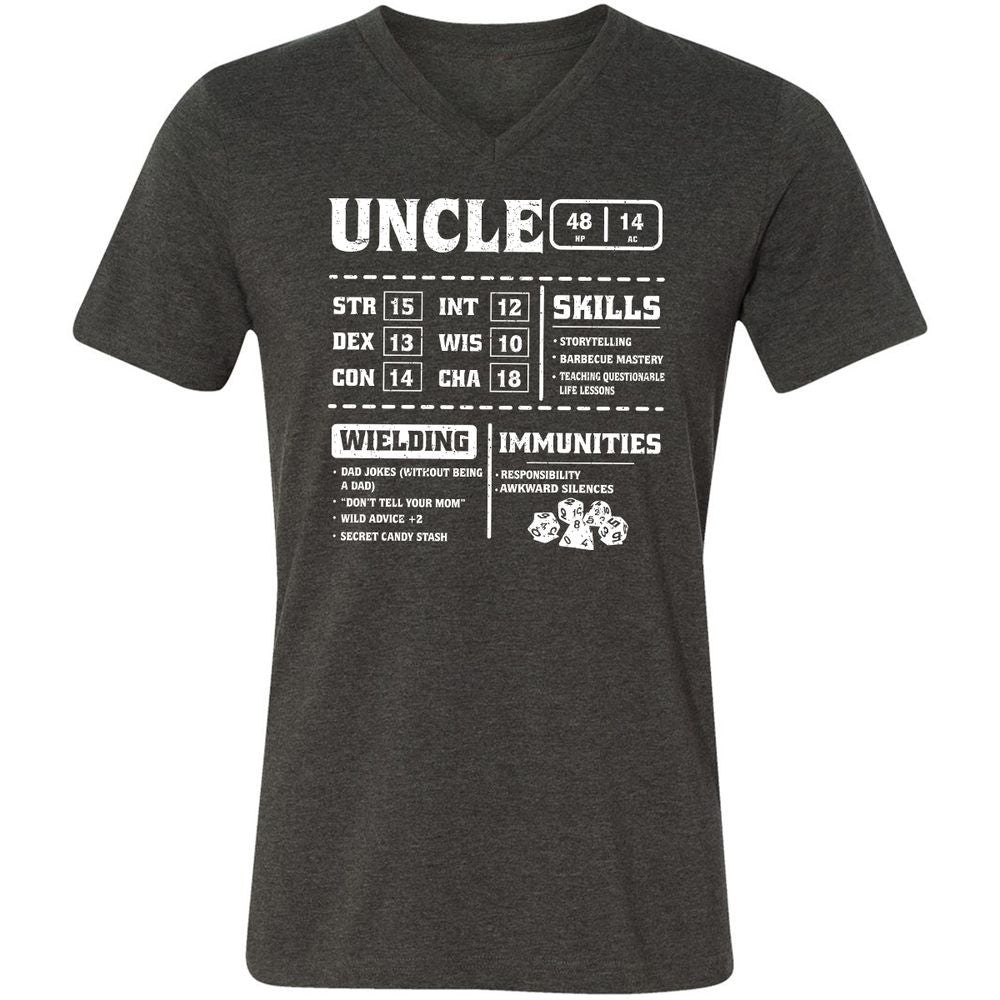 Uncle Stats Unisex V-Neck T-Shirt - Dark Grey Heather - 8