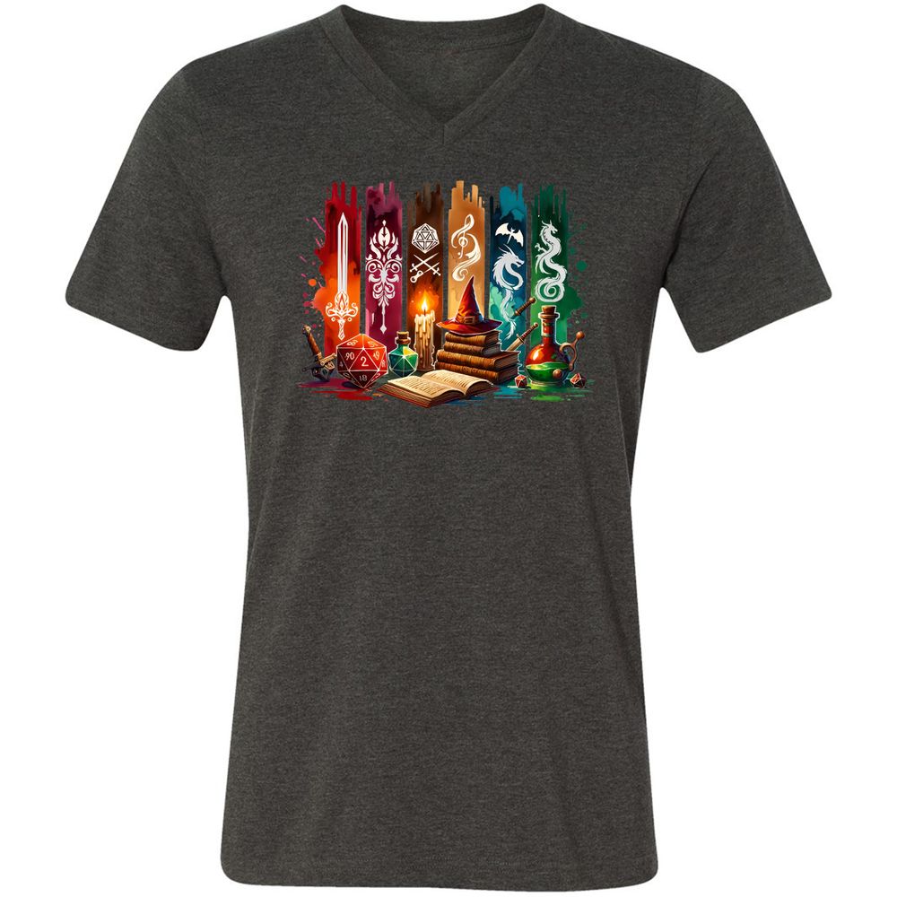 DnD Classes Unisex V-Neck T-Shirt - Dark Grey Heather - 8