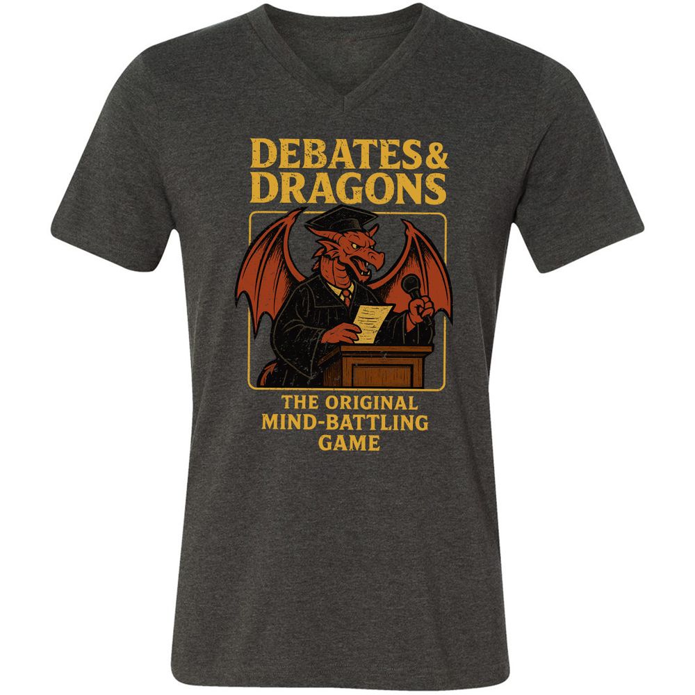 Debates & Dragons Unisex V-Neck T-Shirt - Dark Grey Heather - 8