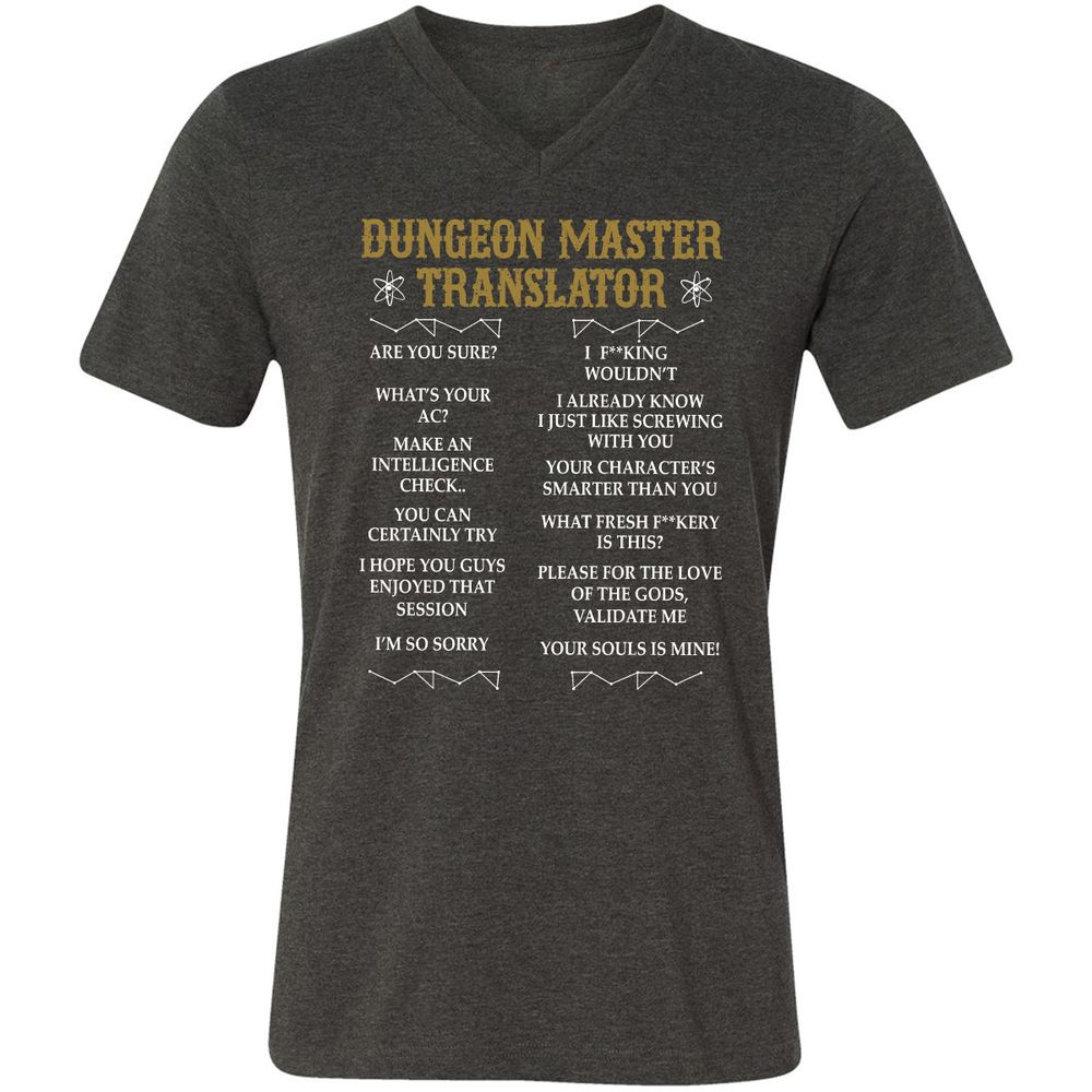Dungeon Master Translator Unisex V-Neck T-Shirt - Dark Grey Heather - 8