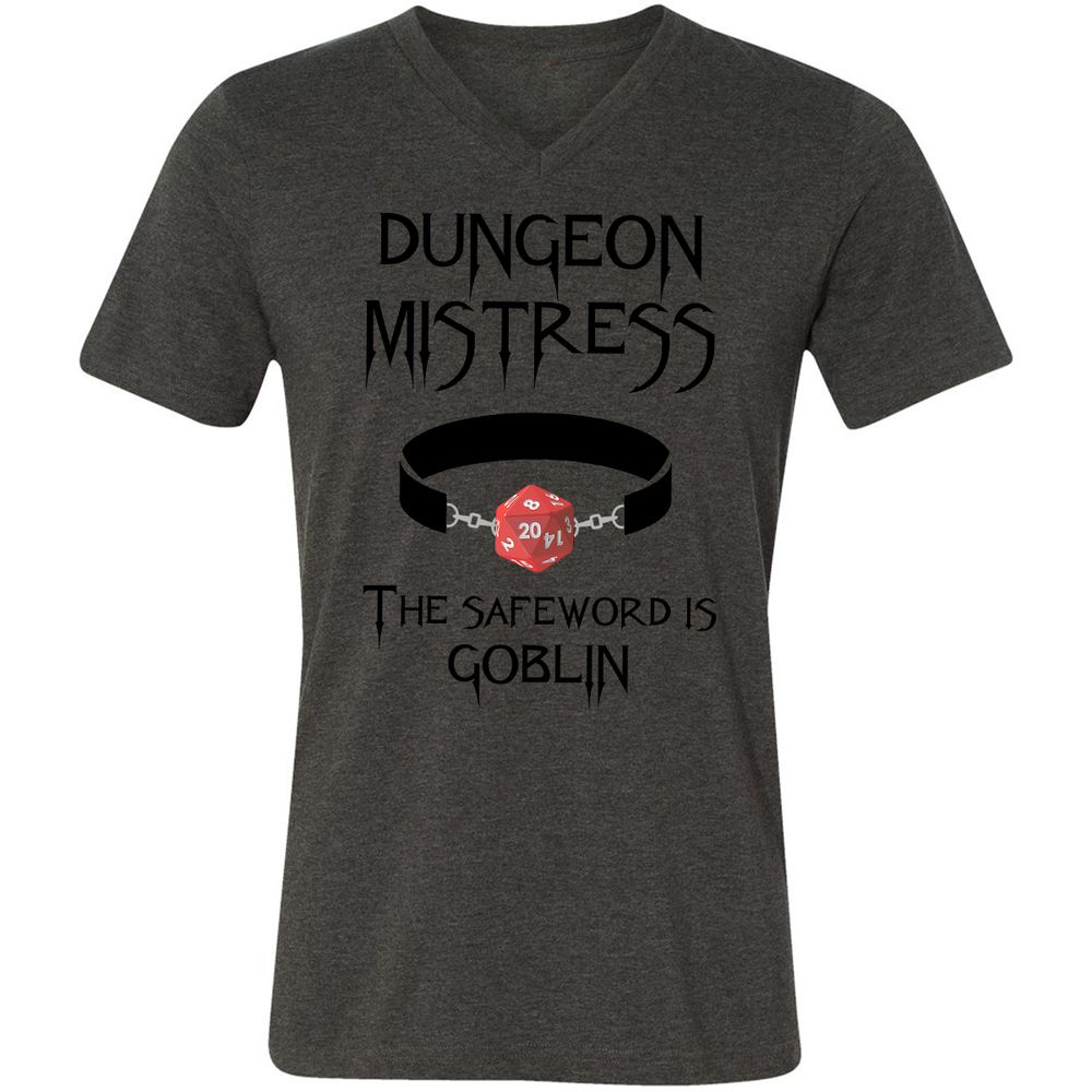 Dungeon Mistress Unisex V-Neck T-Shirt - Dark Grey Heather - 8