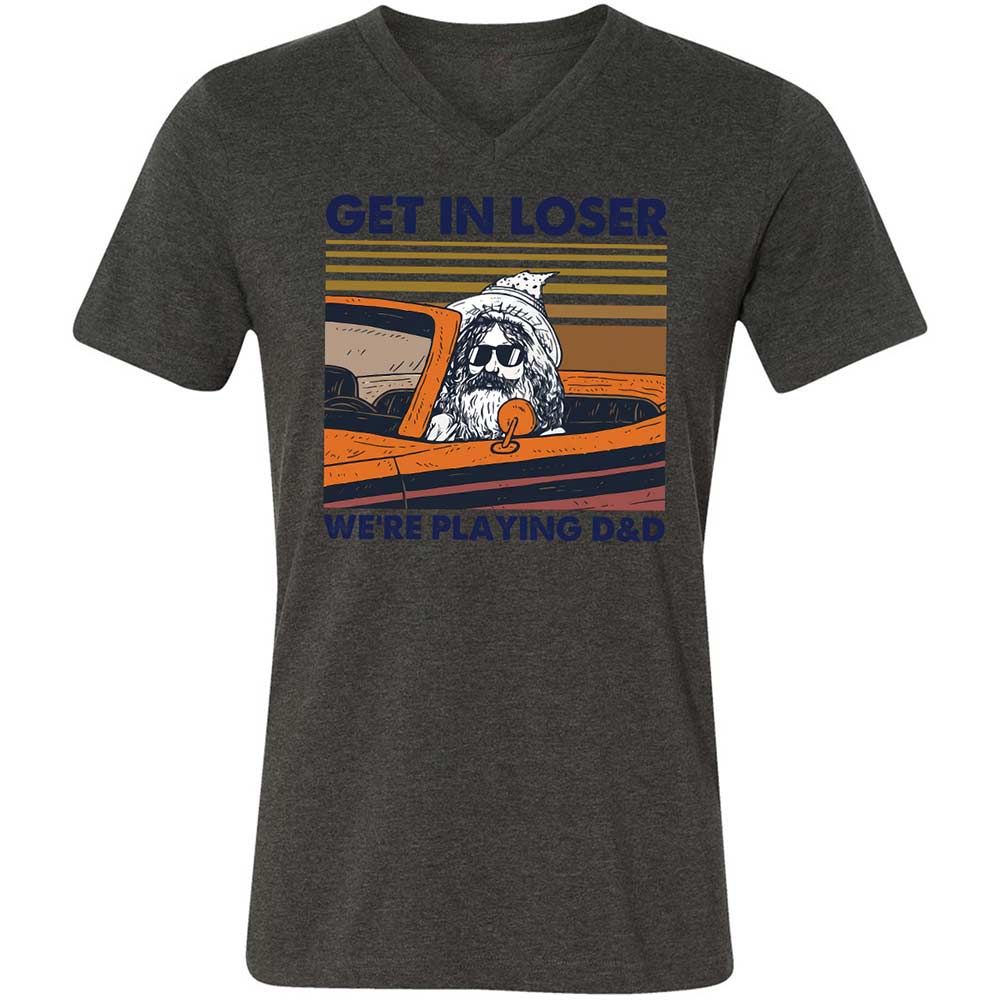 Get in Loser Unisex V-Neck T-Shirt - Dark Grey Heather - 8