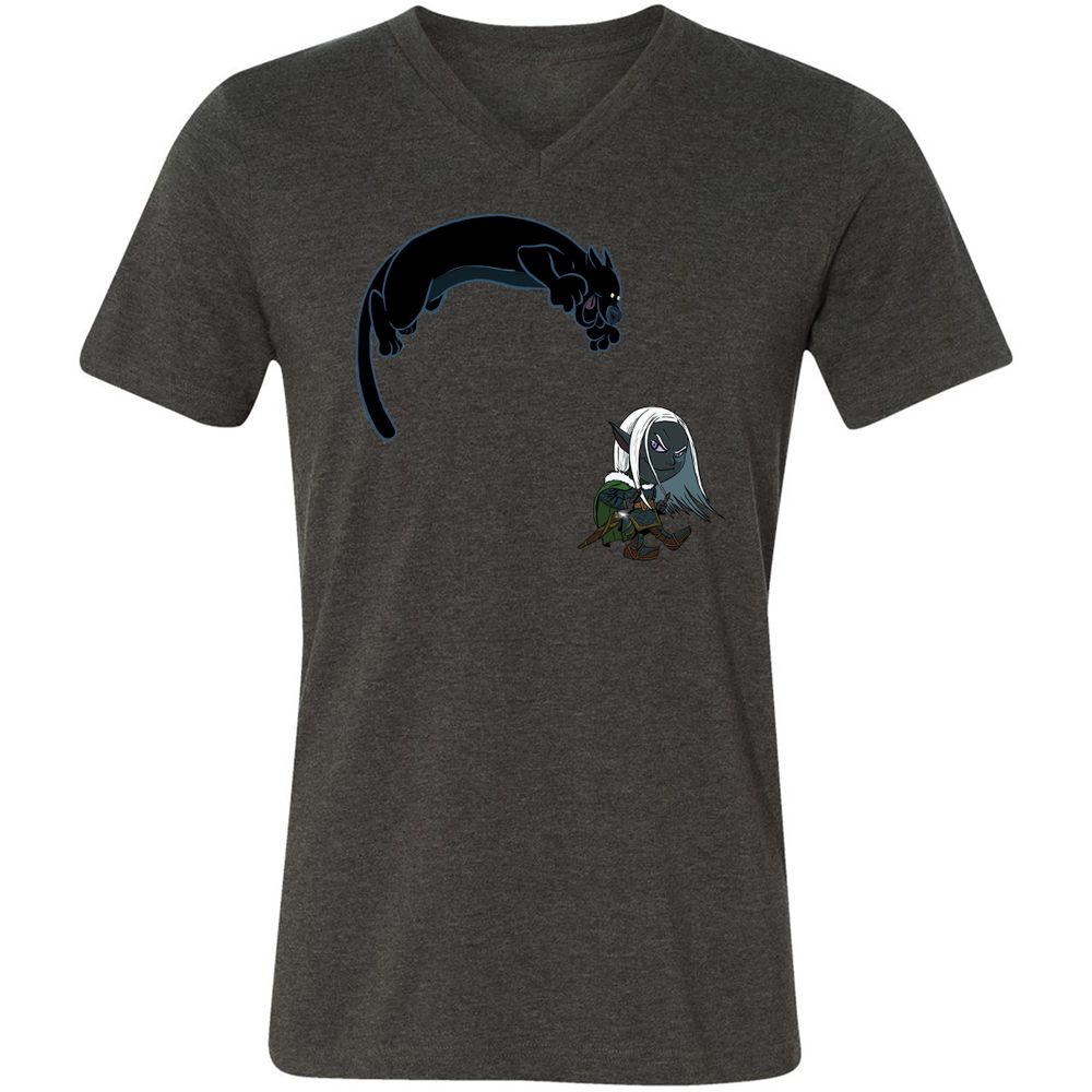 Drizzt and Guenhwyvar Unisex V-Neck T-Shirt - Dark Grey Heather - 8