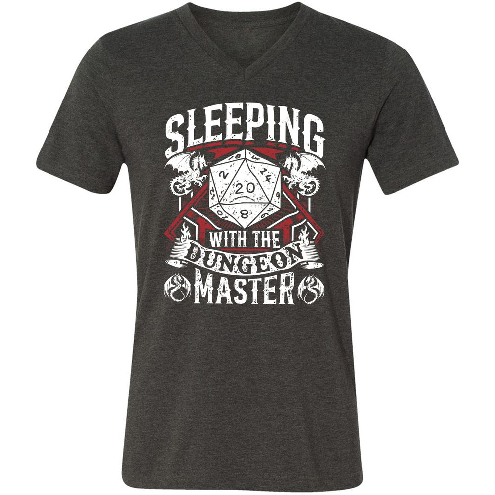 Sleeping With The DM Unisex V-Neck T-Shirt - Dark Grey Heather - 8