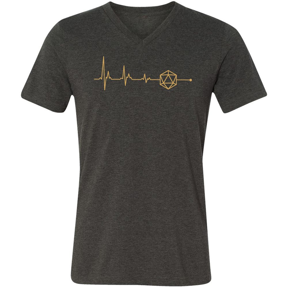 D20 Dice Is My Life Unisex V-Neck T-Shirt - Dark Grey Heather - 8