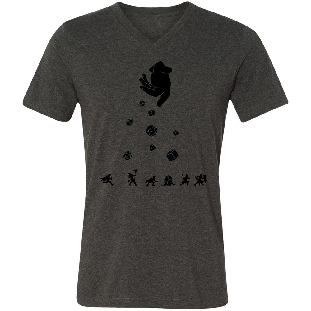 Rocks Fall, Everyone Dice Unisex V-Neck T-Shirt - Dark Grey Heather - 8
