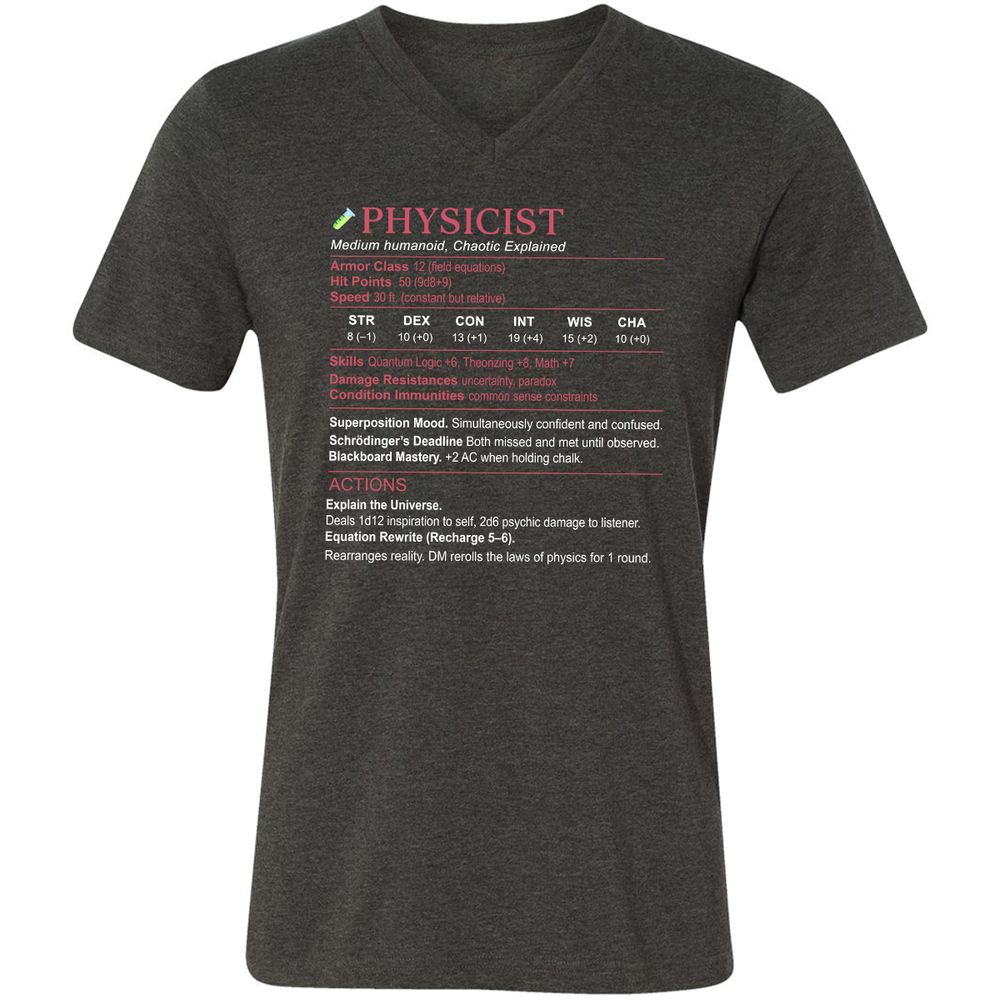Physicist Stats Unisex V-Neck T-Shirt - Dark Grey Heather - 8