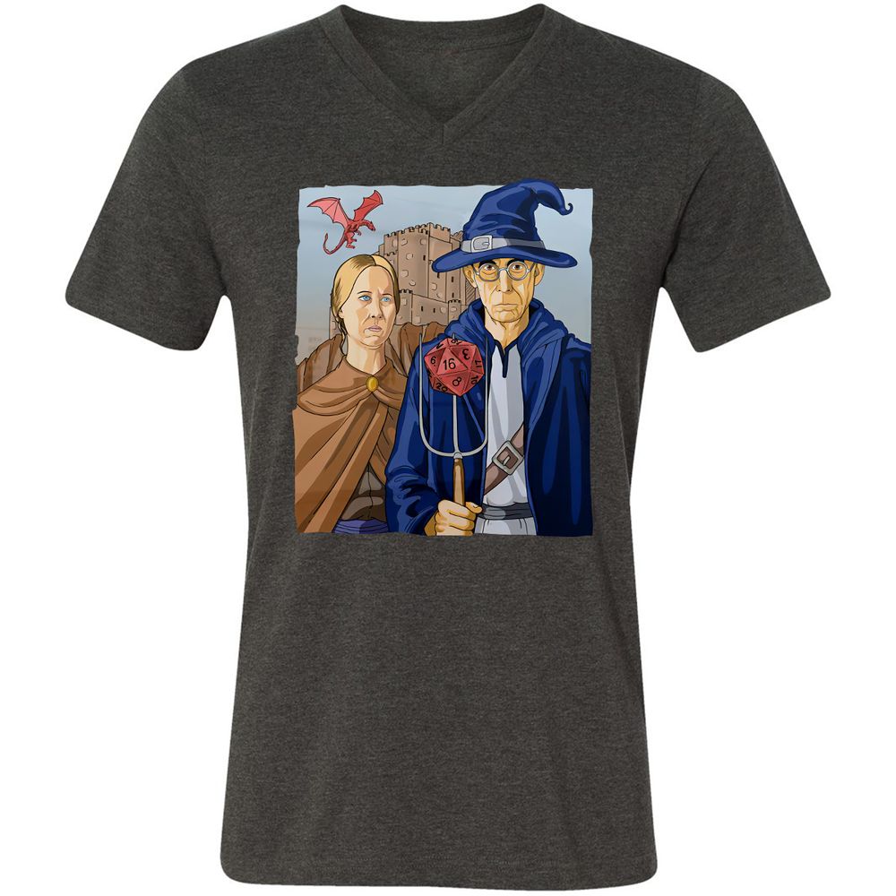 DnD Gothic Unisex V-Neck T-Shirt - Dark Grey Heather - 8