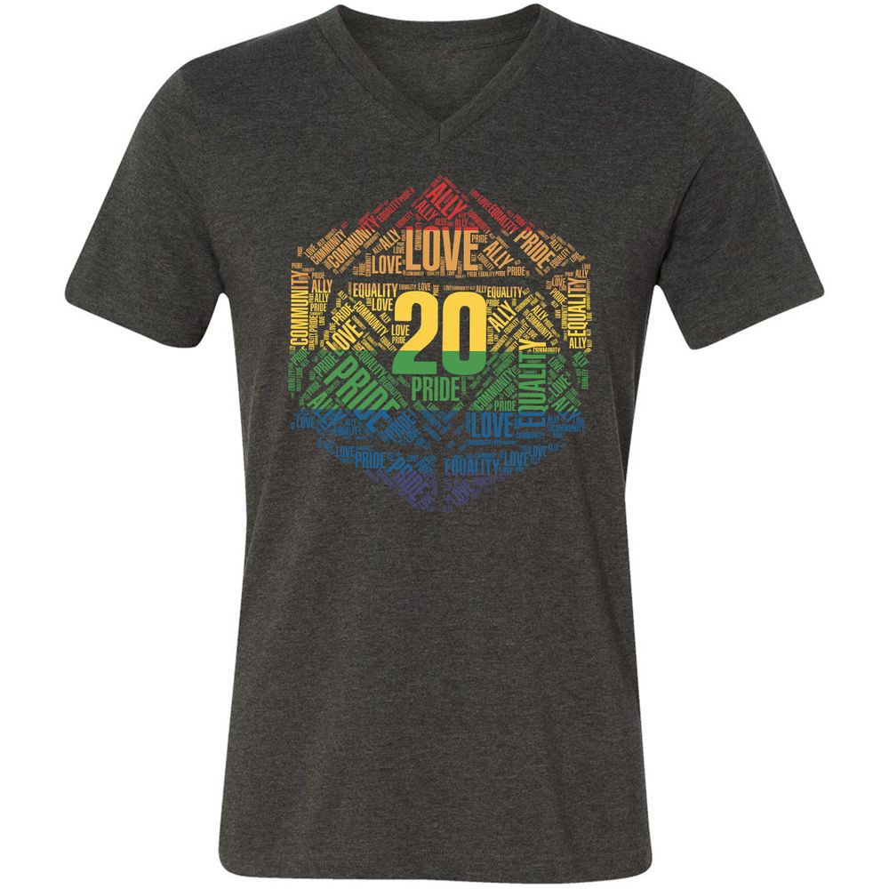 D20 Pride Unisex V-Neck T-Shirt - Dark Grey Heather - 8