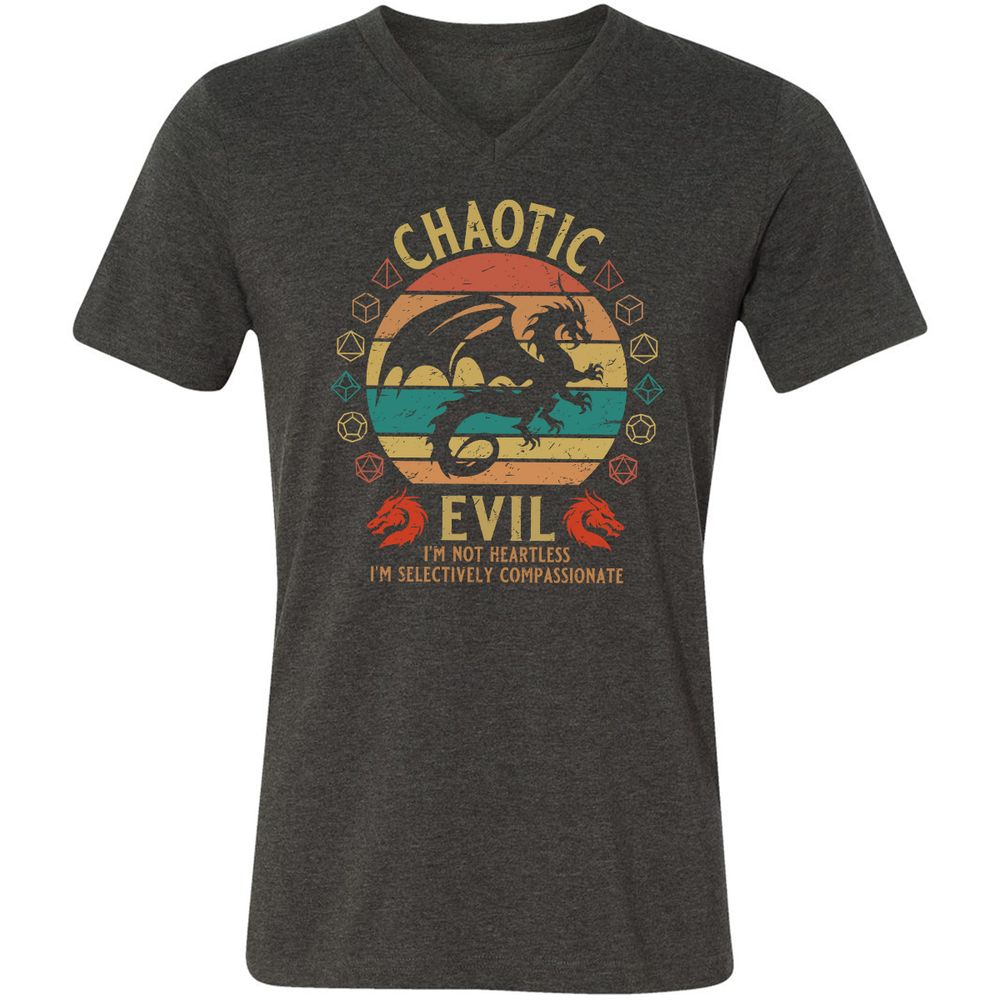 Chaotic Evil Unisex V-Neck T-Shirt - Dark Grey Heather - 8