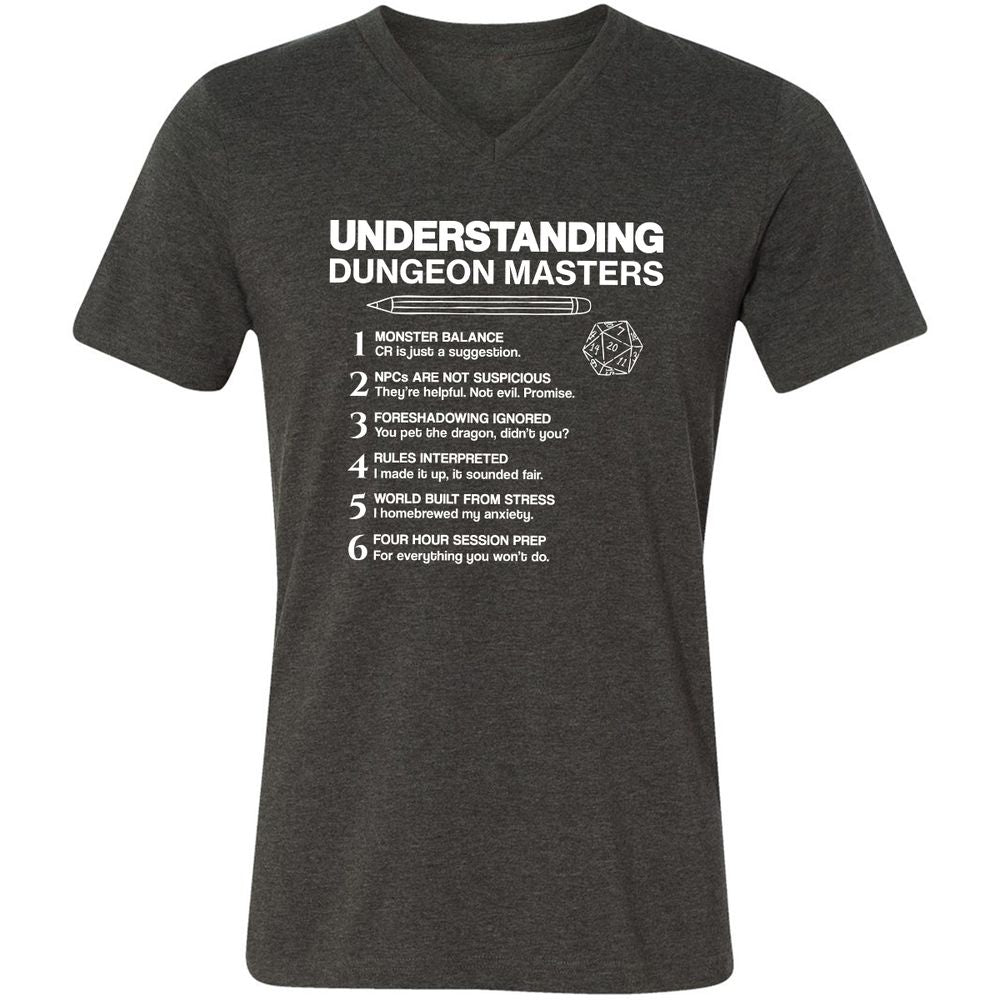 Understanding Dungeon Masters Unisex V-Neck T-Shirt - Dark Grey Heather - 8