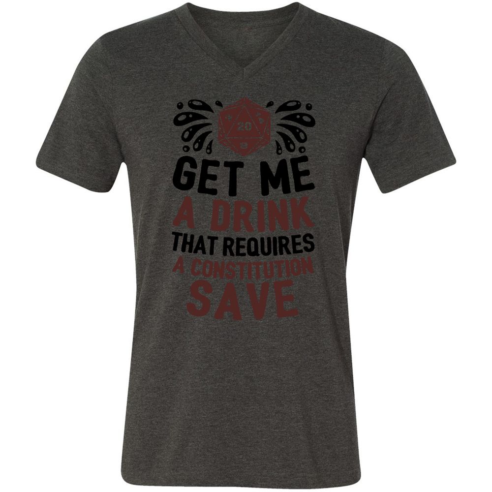Get Me A Drink Unisex V-Neck T-Shirt - Dark Grey Heather - 8