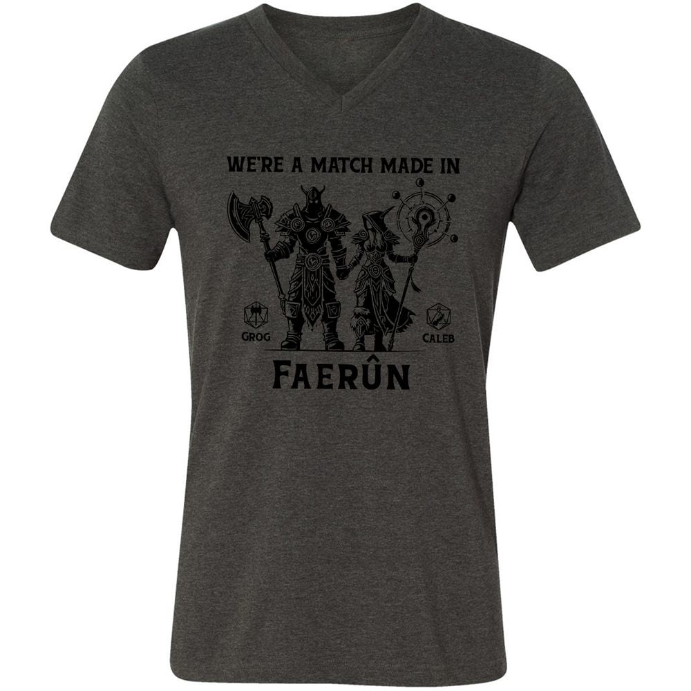 Custom DnD Class Couple Unisex V-Neck T-Shirt - Dark Grey Heather - 8