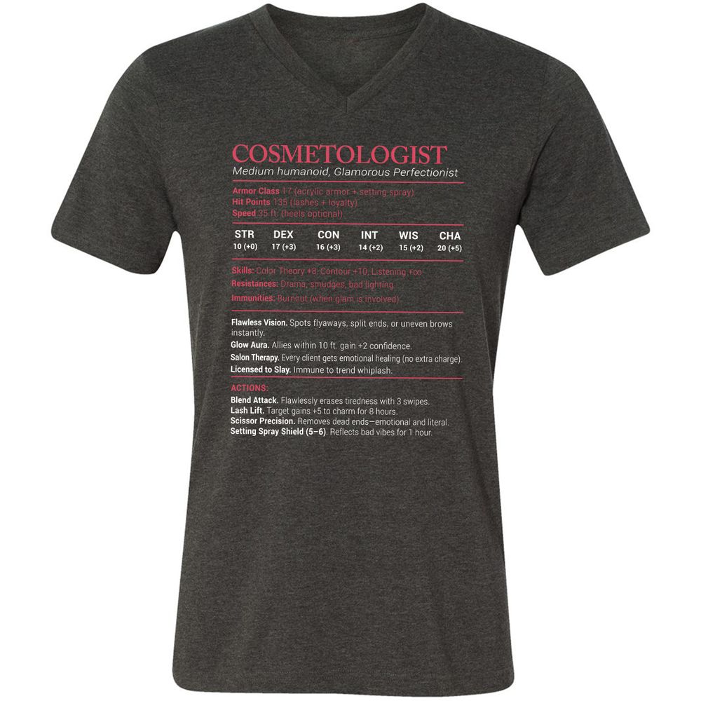 Cosmetologist Stats Unisex V-Neck T-Shirt - Dark Grey Heather - 8