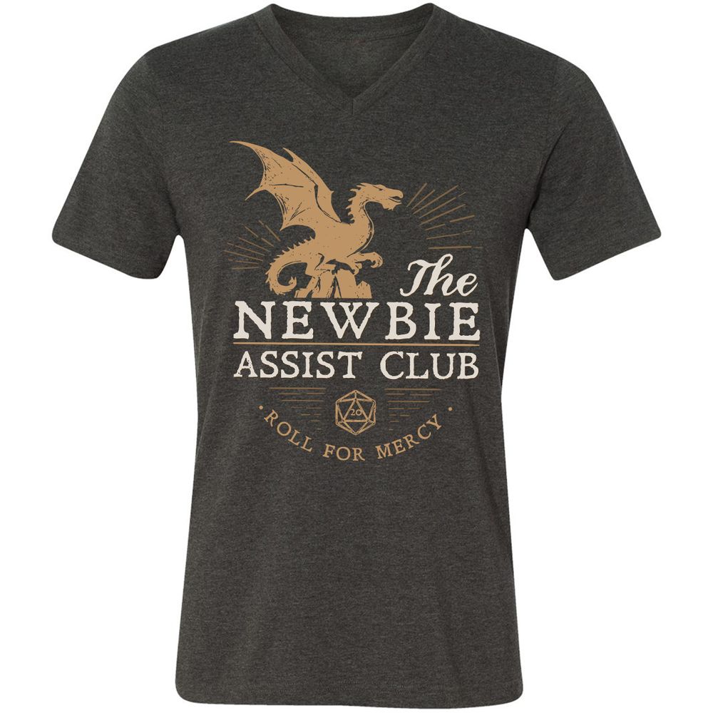 The Newbie Assist Club Unisex V-Neck T-Shirt - Dark Grey Heather - 8