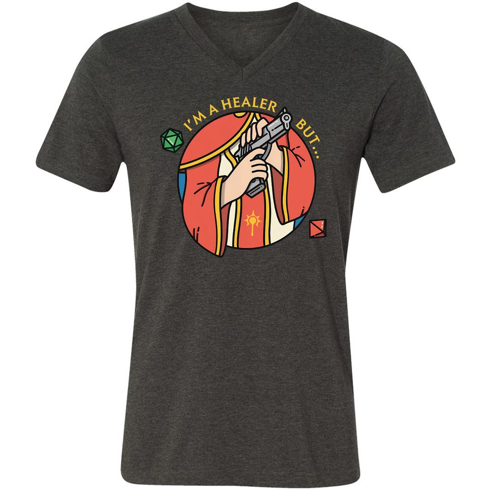 I'm A Healer But Unisex V-Neck T-Shirt - Dark Grey Heather - 8
