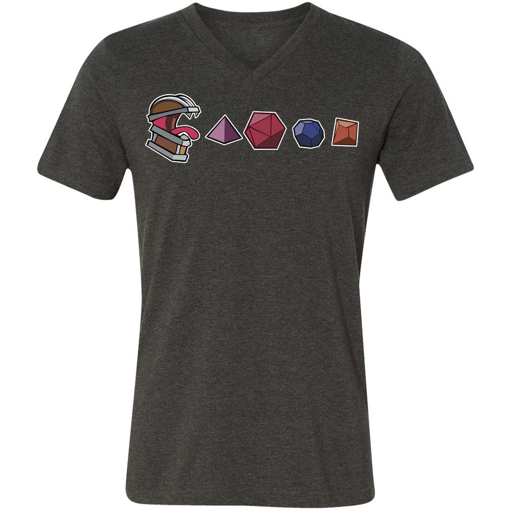 Mimic And Dices Unisex V-Neck T-Shirt - Dark Grey Heather - 8