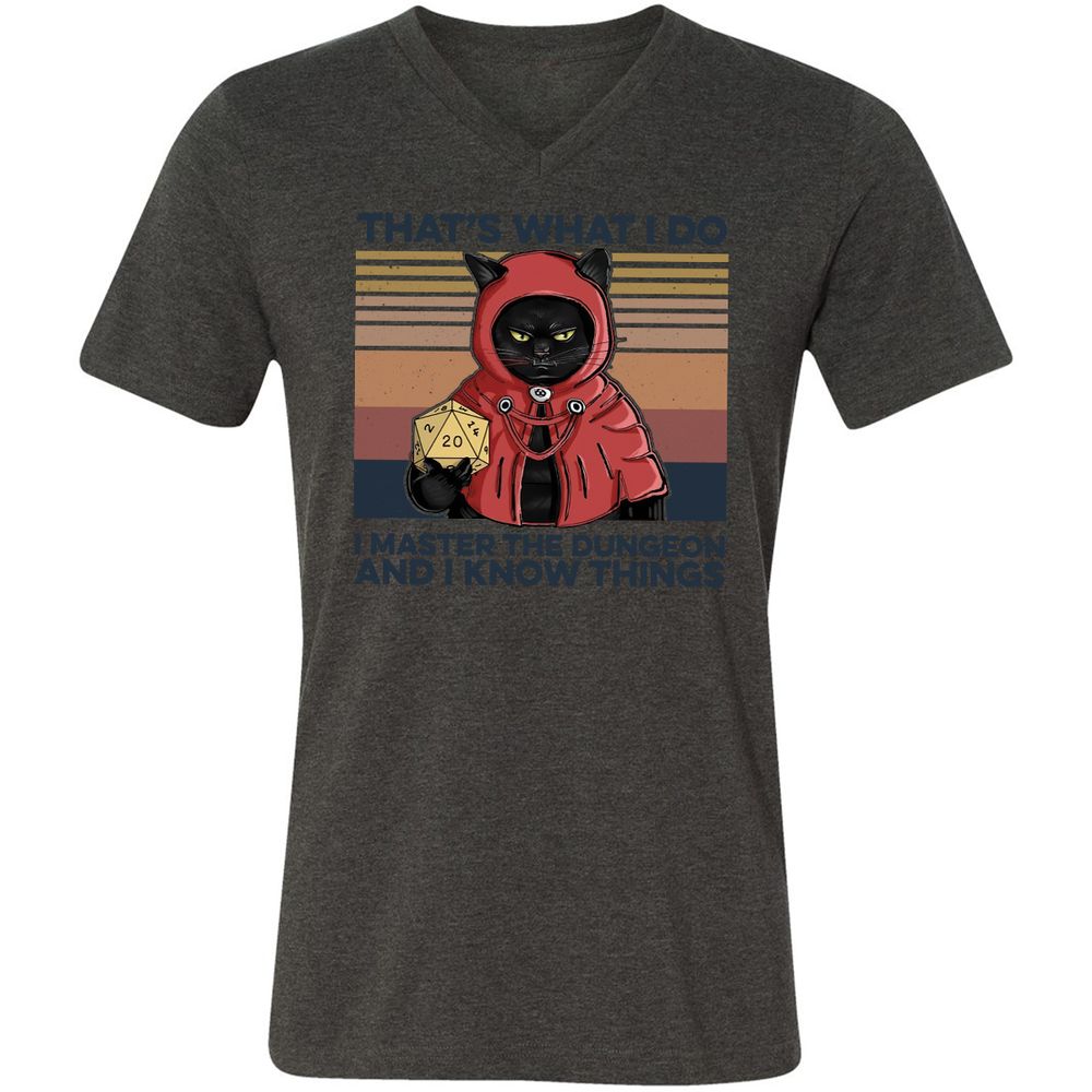 I Master The Dungeons Unisex V-Neck T-Shirt - Dark Grey Heather - 8