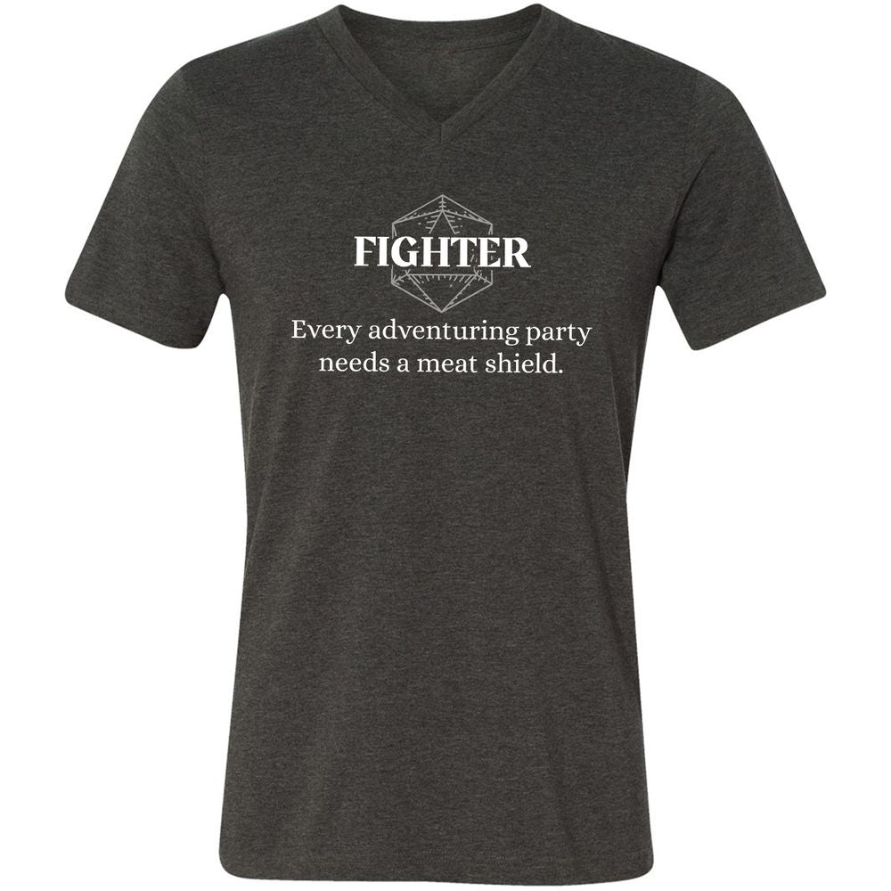 Fighter – Every Party Needs A Meat Shield Unisex V-Neck T-Shirt - Dark Grey Heather - 8