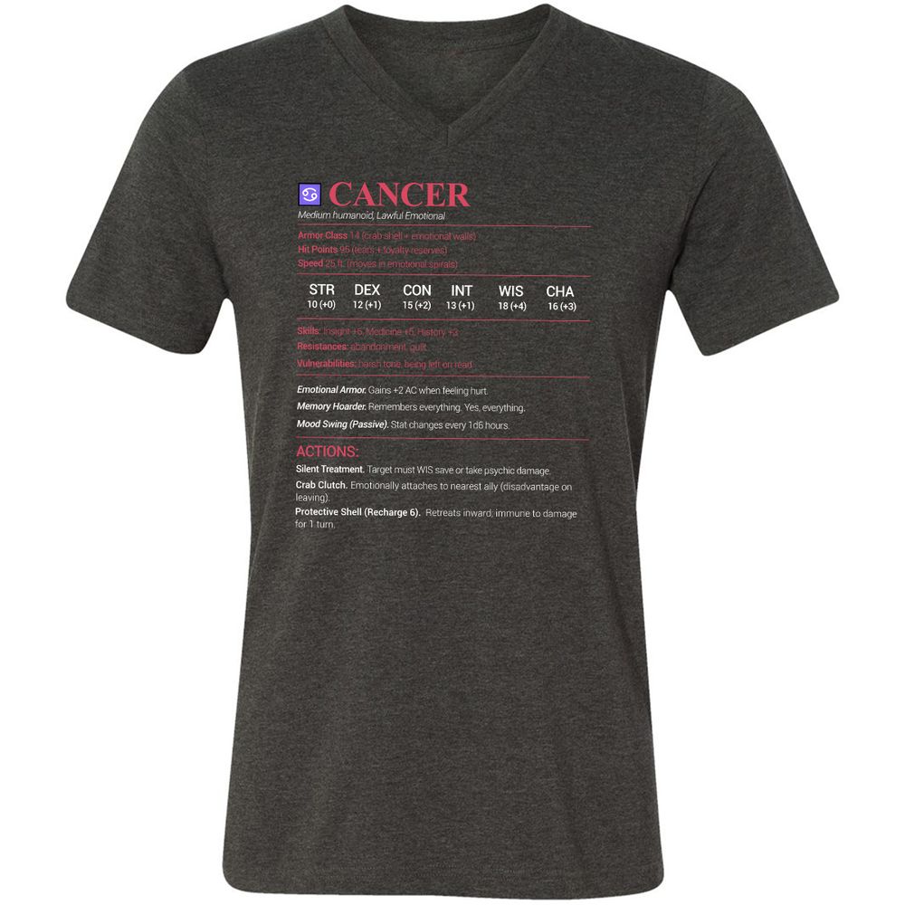 Cancer Stats Unisex V-Neck T-Shirt - Dark Grey Heather - 8