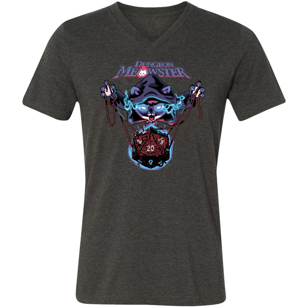 Dungeon Meowster Unisex V-Neck T-Shirt - Dark Grey Heather - 8