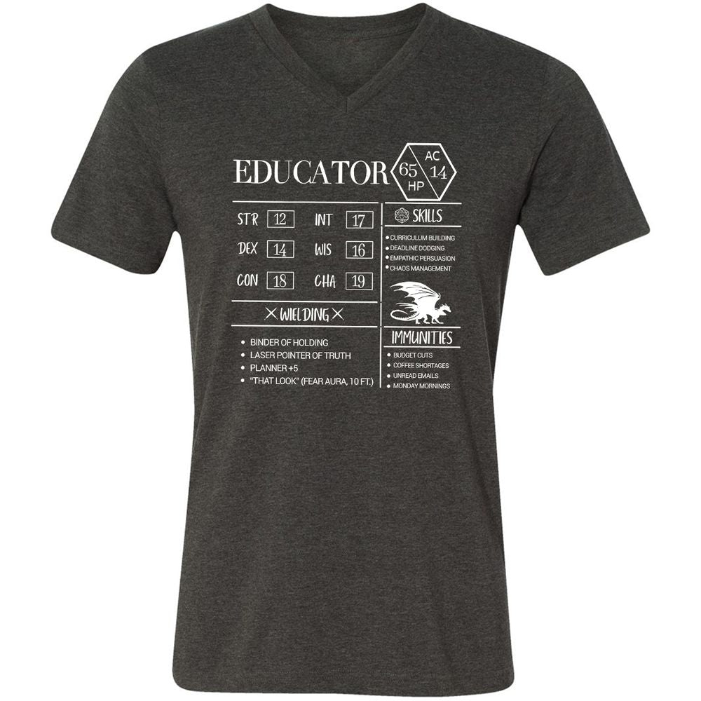 Educator New Unisex V-Neck T-Shirt - Dark Grey Heather - 8
