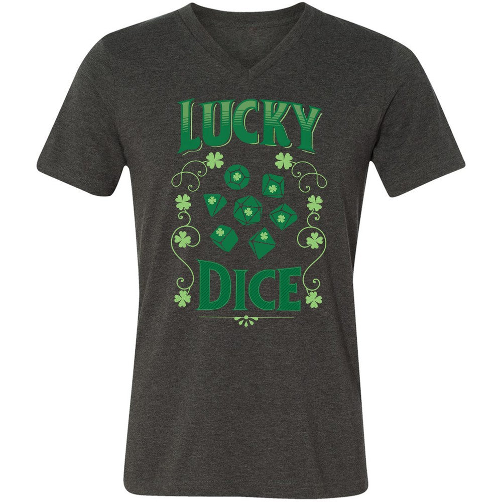 Lucky Dice Unisex V-Neck T-Shirt - Dark Grey Heather - 8