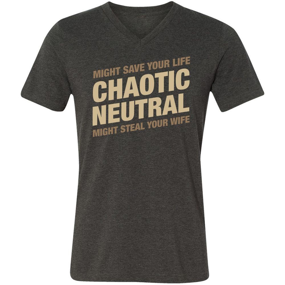 Might Save Your Life Might Steal Your Wife Unisex V-Neck T-Shirt - Dark Grey Heather - 8