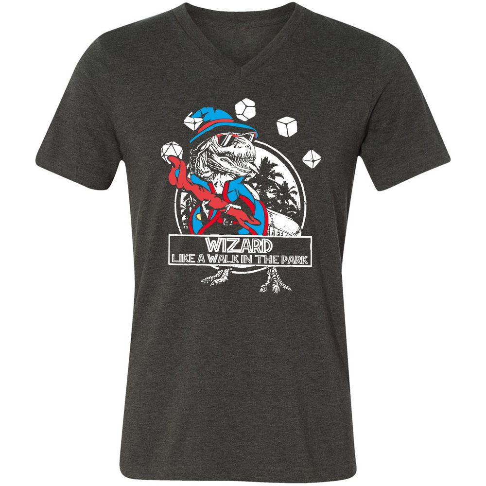 Wizard Like The Walk In The Park Unisex V-Neck T-Shirt - Dark Grey Heather - 8