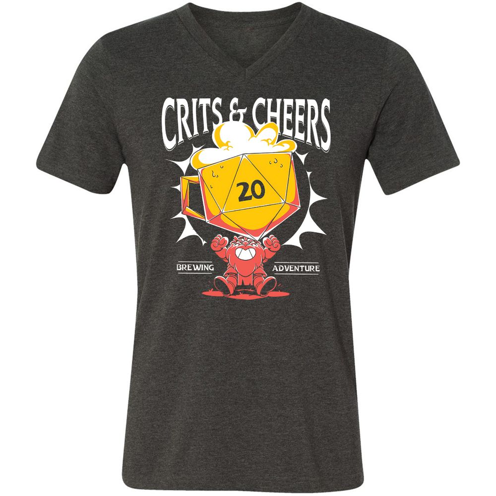 Crits & Cheers Unisex V-Neck T-Shirt - Dark Grey Heather - 8