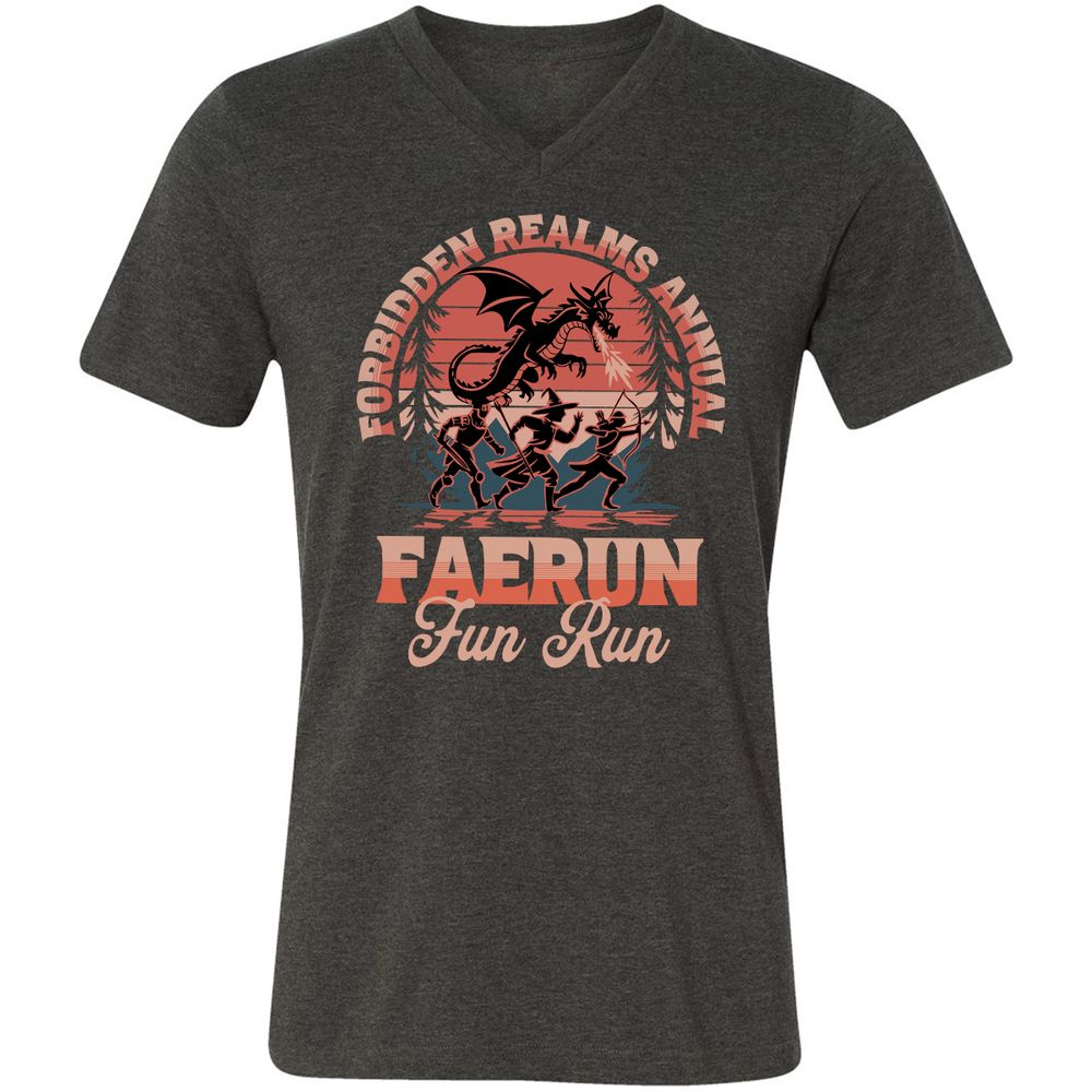 Faerun Fun Run Unisex V-Neck T-Shirt - Dark Grey Heather - 8