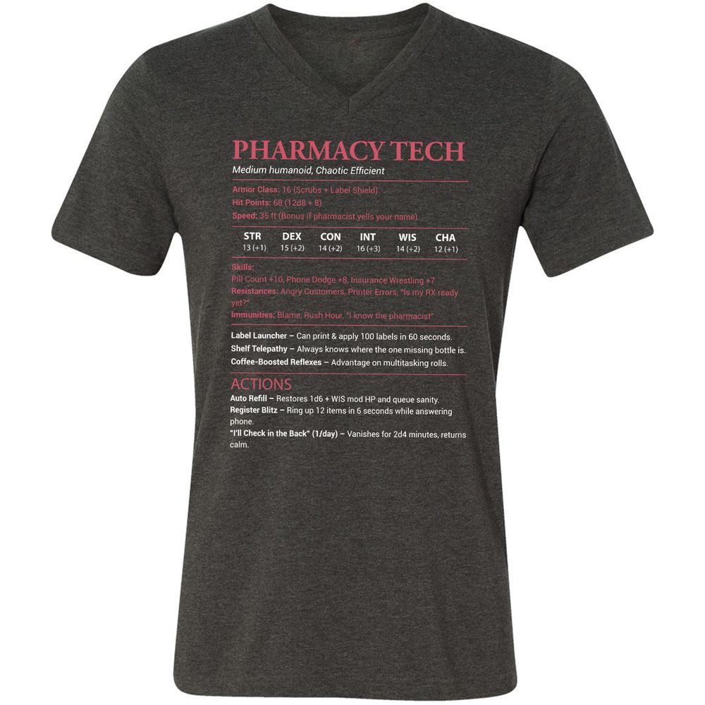 Pharmacy Tech Unisex V-Neck T-Shirt - Dark Grey Heather - 8