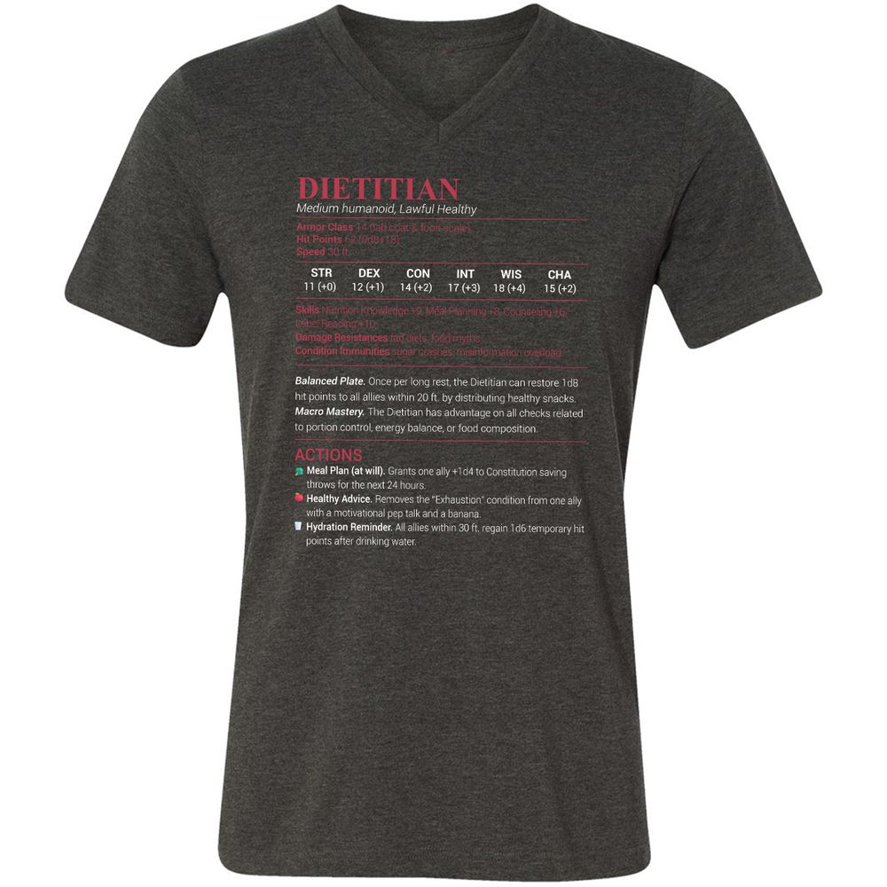 Dietitian Unisex V-Neck T-Shirt - Dark Grey Heather - 8