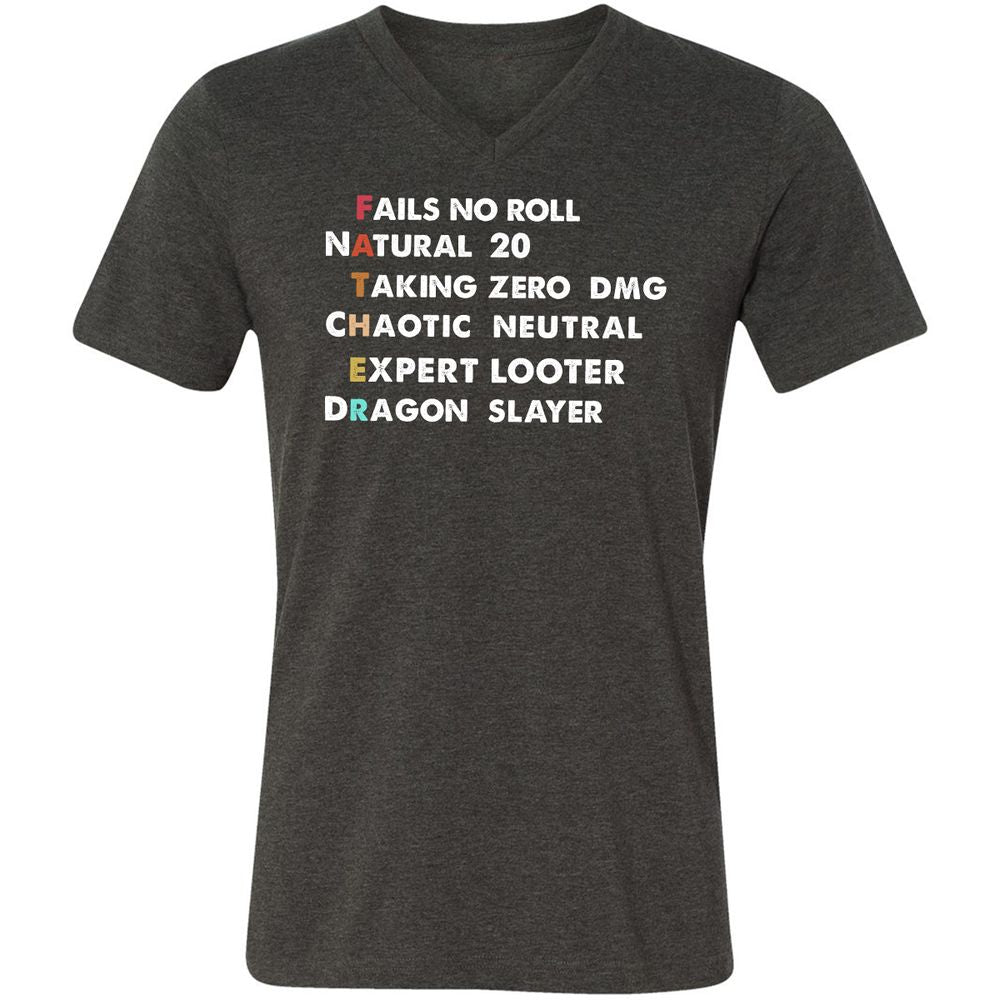 Father D&D Unisex V-Neck T-Shirt - Dark Grey Heather - 8