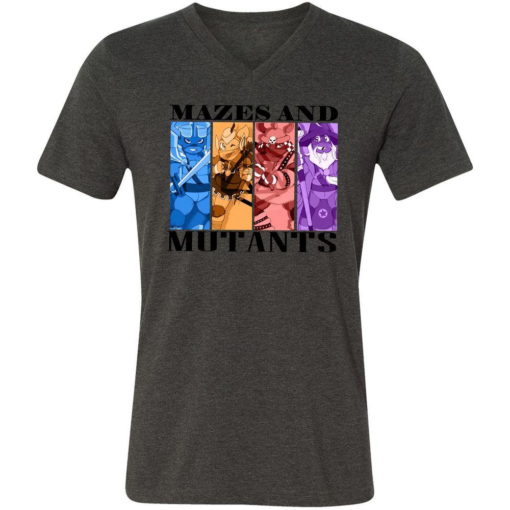 Mazes & Mutants Unisex V-Neck T-Shirt - Dark Grey Heather - 8