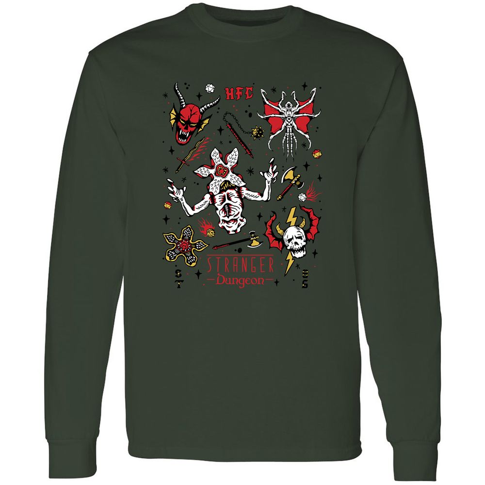 STRANGER DUNGEON Long Sleeve T-Shirt - Forest Green - 8