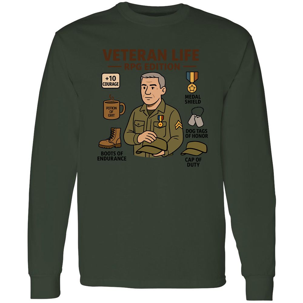 Veteran Life RPG Edition Long Sleeve T-Shirt - Forest Green - 8