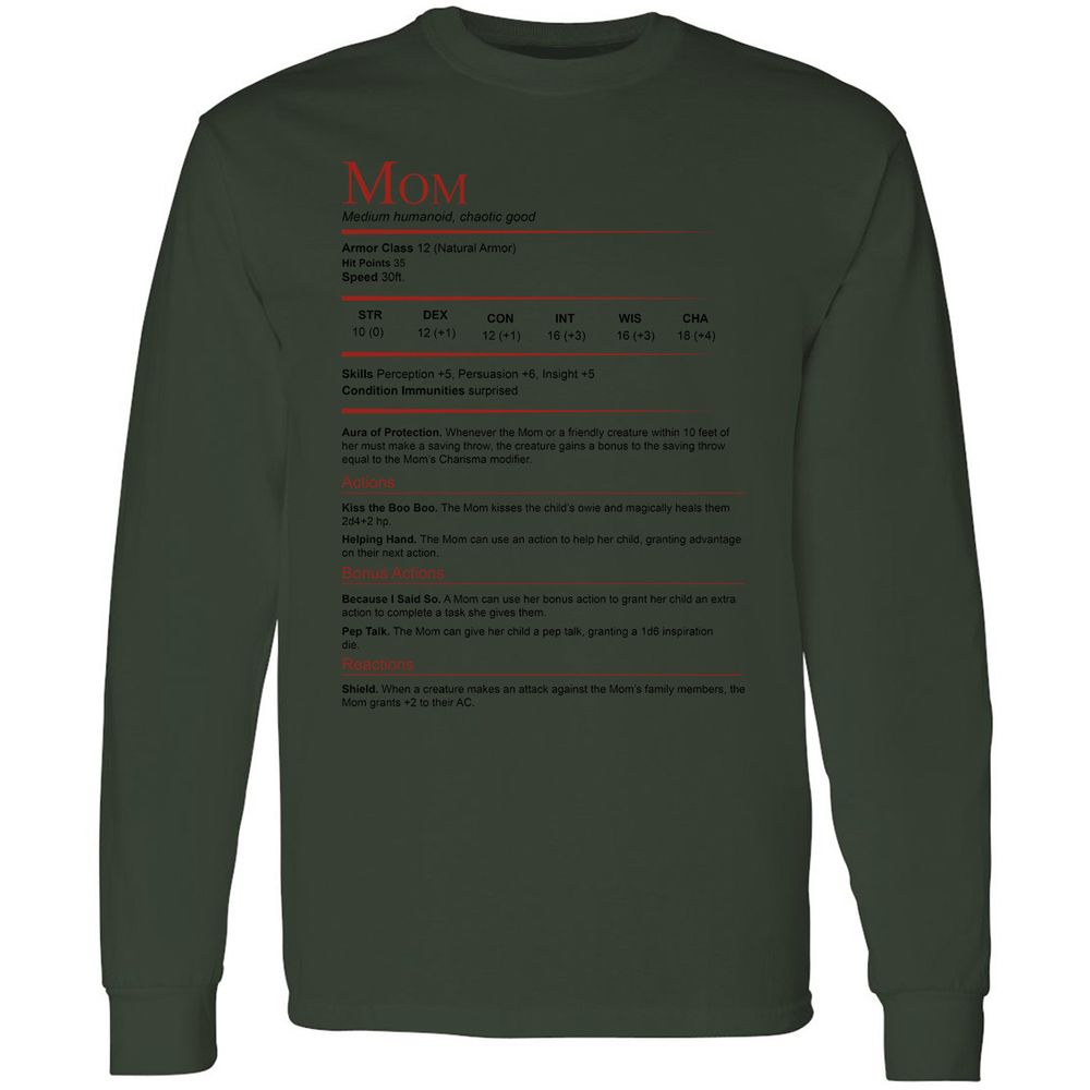 Mom Stats Long Sleeve T-Shirt - Forest Green - 8