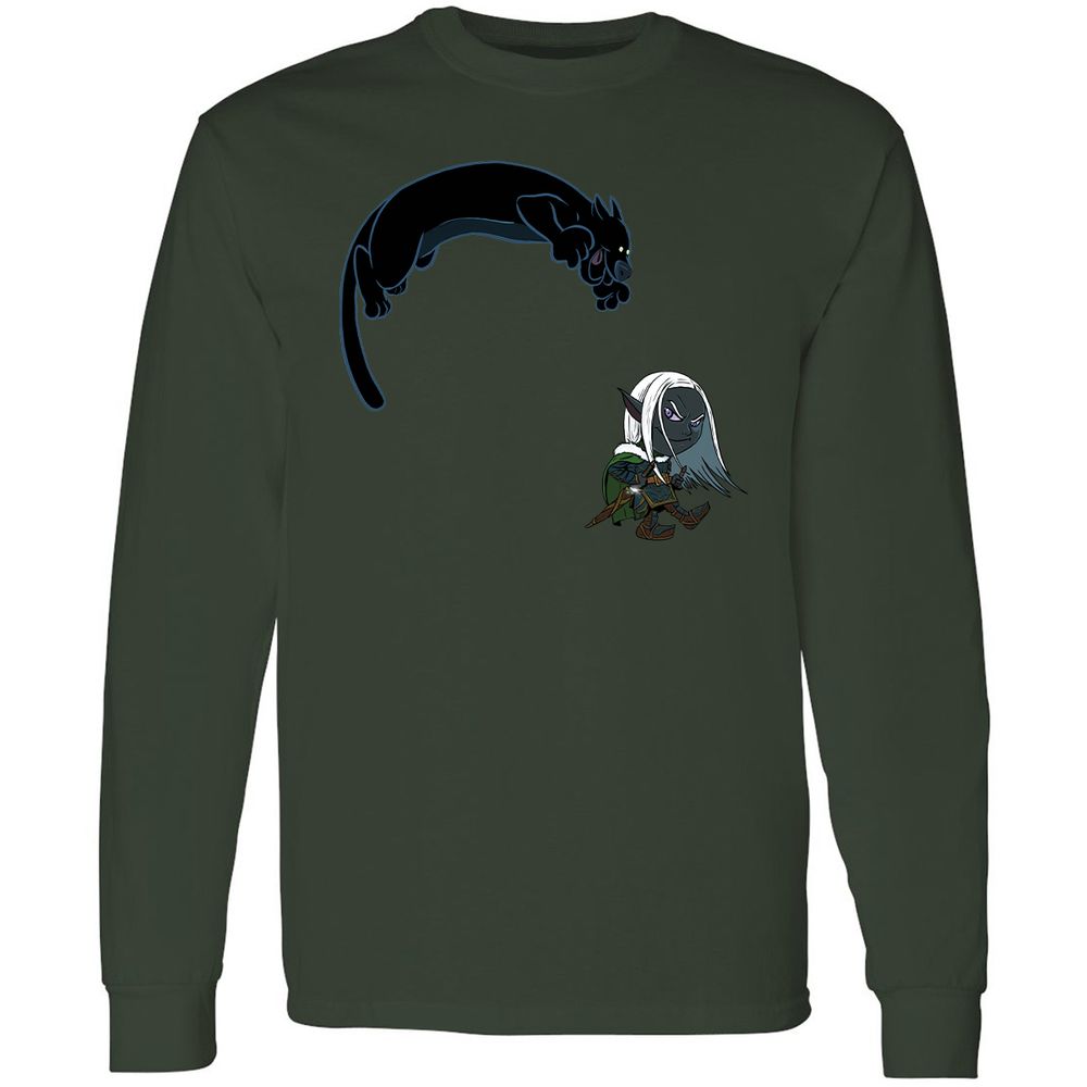 Drizzt And Guenhwyvar Long Sleeve T-Shirt - Forest Green - 8
