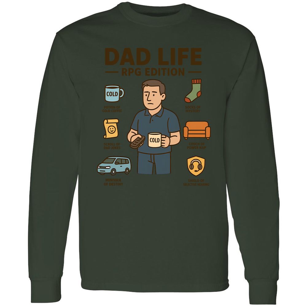 Dad Life RPG Edition Long Sleeve T-Shirt - Forest Green - 8