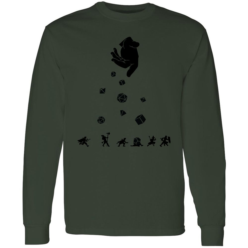 Rocks Fall, Everyone Dice Long Sleeve T-Shirt - Forest Green - 8