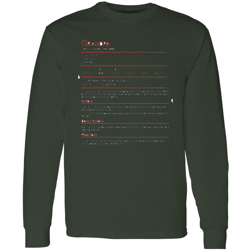 Grandpa Stat Block Long Sleeve T-Shirt - Forest Green - 8