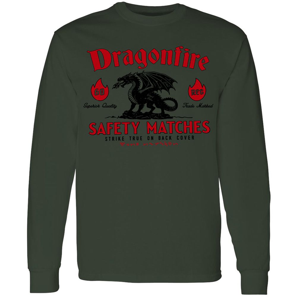 Dragonfire Long Sleeve T-Shirt - Forest Green - 8